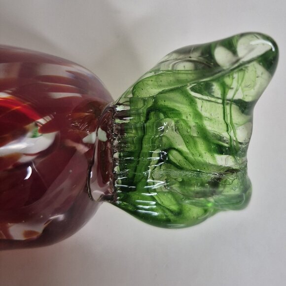 Handcrafted Glass Red And Green Candy Sculpture 6.50"x 2.50" - Picture 4 of 9